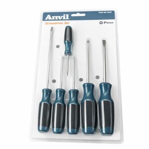 Anvil 6-Piece Screwdriver Set 3 flat-heads and 3 Phillips Brand New Sealed
